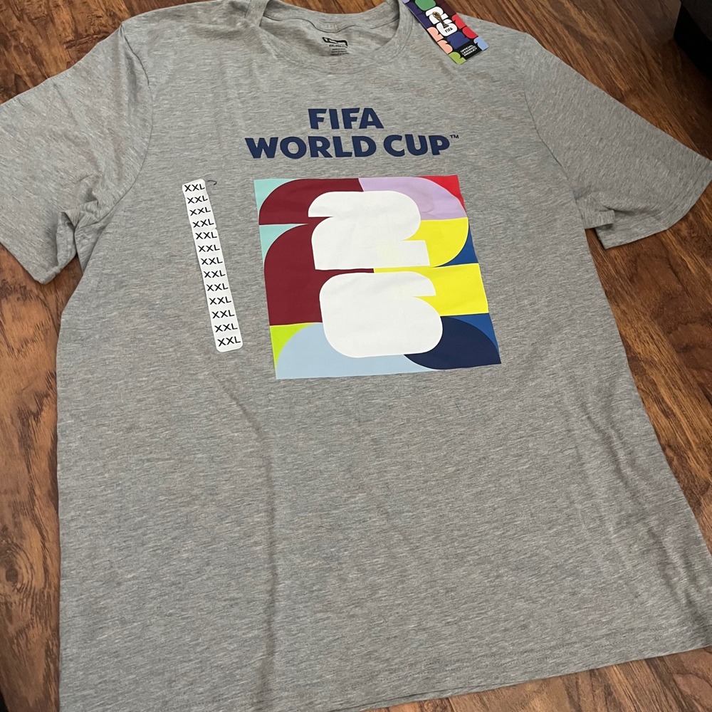 New FIFA Official World Cup 26 Men's Gray T-Shirt XXL